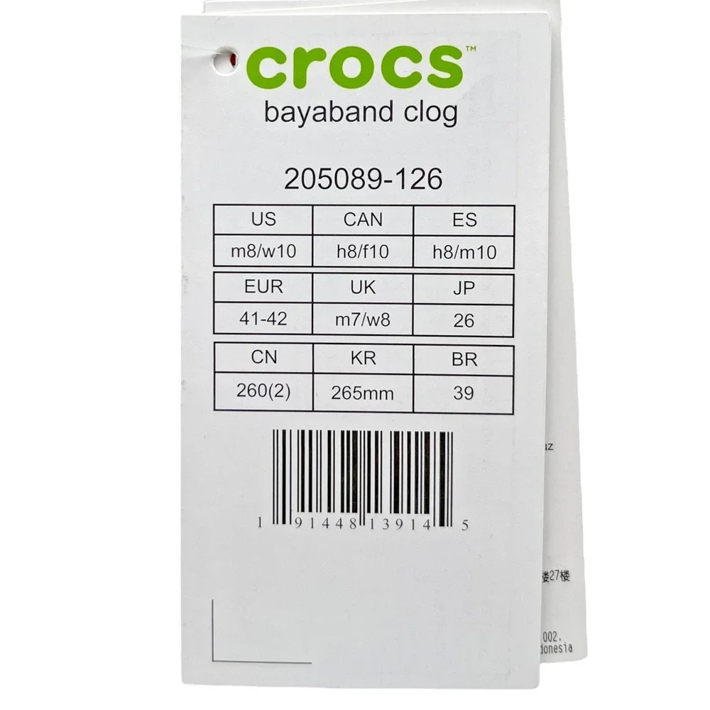 Crocs Bayaband Mens Slip-on Clog Size 8 White Navy Water‎ Friendly Lightweight